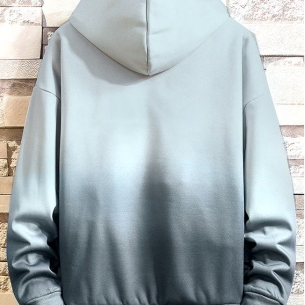 Light Dark Gray Ombre Mens Hoodie Sweatshirt - Picture 4 of 4